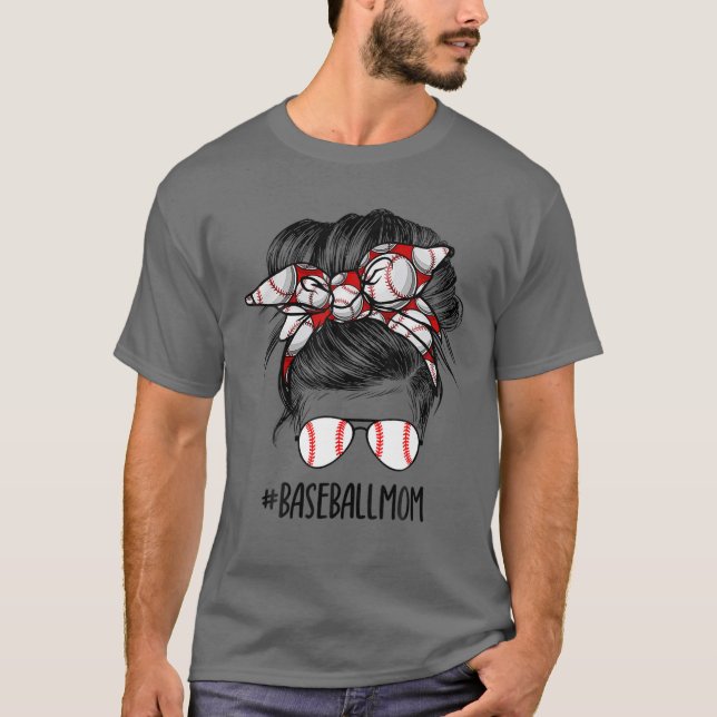 Camiseta Beisebol Sangrado Mãe, Sério Bun Softball Mãe Moth (Frente)