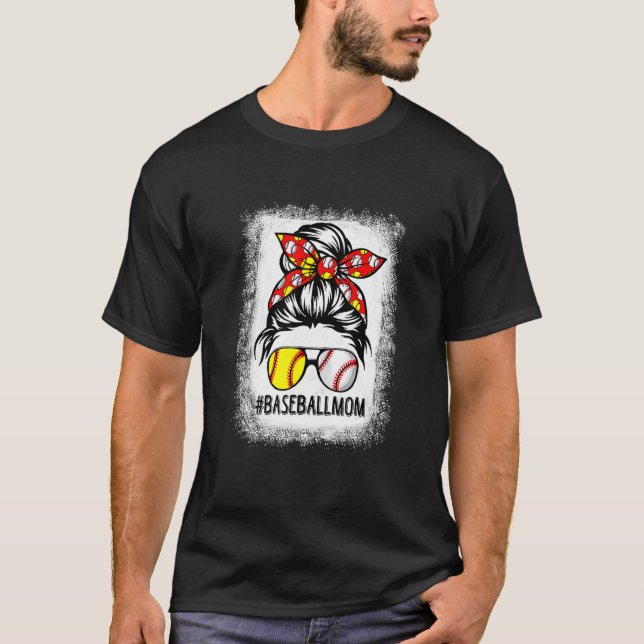 Camiseta Beisebol Sangrado Mãe, Sério Bun Softball Mãe Moth (Frente)