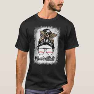 Camiseta Beisebol Sangrado Mãe Vida Com Leopardo E Mensagem