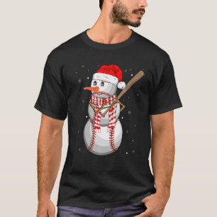 Camiseta Beisebol Snowman Bolas Neve Homens De Natal
