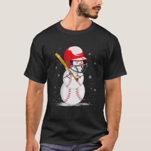 Camiseta Beisebol Snowman Bolas Neve Natal Natal Presente M