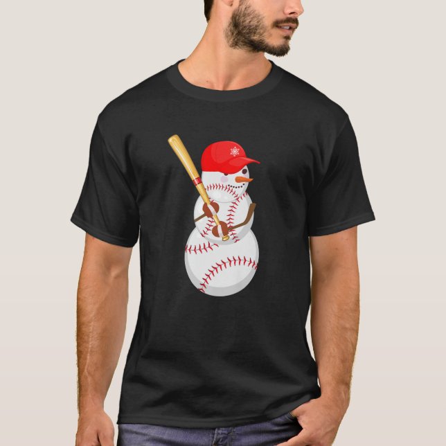 Camiseta Beisebol Snowman Bolas Neve Natal Natal Presente M (Frente)