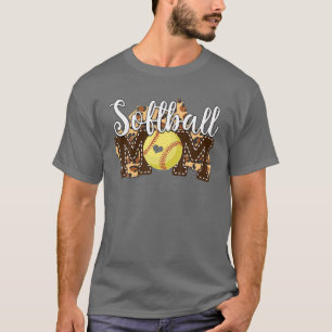 Camiseta Beisebol Softball Bonito Mãe Mulheres Leopardo Mo