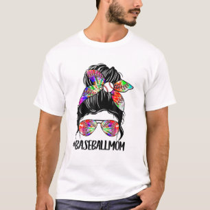 Camiseta Beisebol Softball Mãe Vida Tie Dye Mensagem Bun M