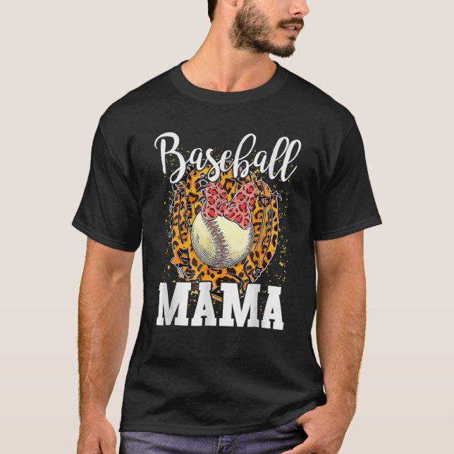 Camiseta Beisebol Softball Mama Leopard Teeball Mãe Dão Mo (Frente)