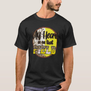 Camiseta Beisebol Softball Meu Coração está naquela Mãe de