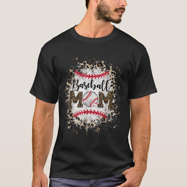 Camiseta Beisebol Softball Sangrento Mãe Mãe Tea Leopard Mã (Frente)