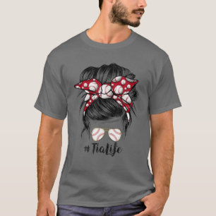 Camiseta Beisebol Tia Life Messaging Bun Sunglass Engraçado