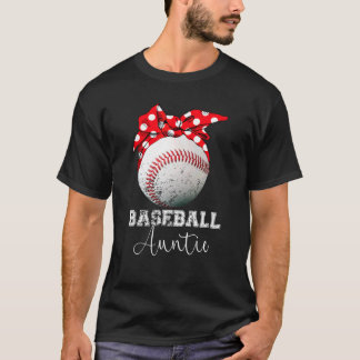 Camiseta Beisebol Tia Vintage Mensagem Bun Ball Mães Da