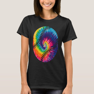 Camiseta Beisebol Tie Dye Rainbow Hippie Baseball Softball