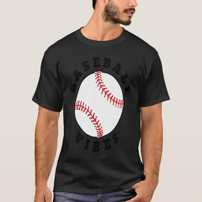 Camiseta Beisebol Vibes Desportivos Crianças Pais Mãe Mulhe (Frente)