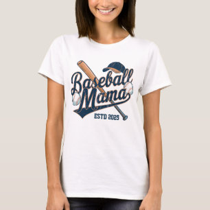 Camiseta Beisebol Vintage Mamãe Estd 2025