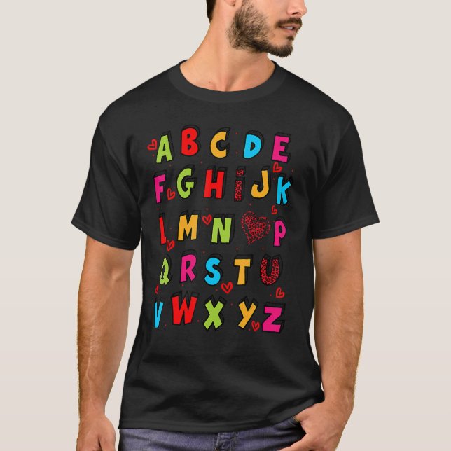 Camiseta Bela ABC Eu Te Amo, Namorados De Professores De Al (Frente)