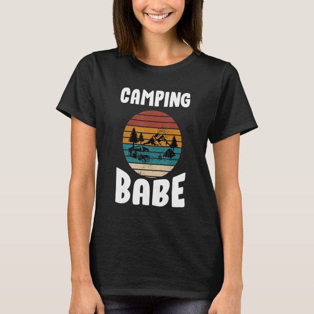 Camiseta Bela acampada, mulher acampada, acampamento, acamp (Frente)