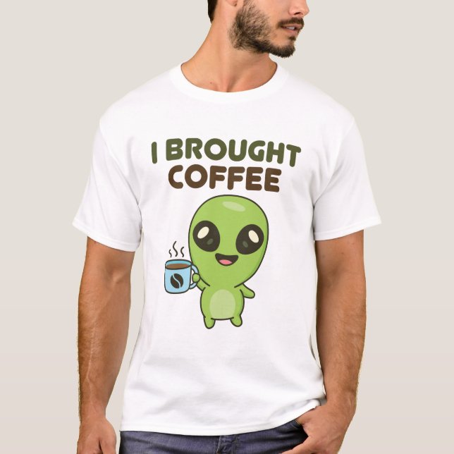 Camiseta Bela Alienígena Amiga Eu Trouxe Café (Frente)
