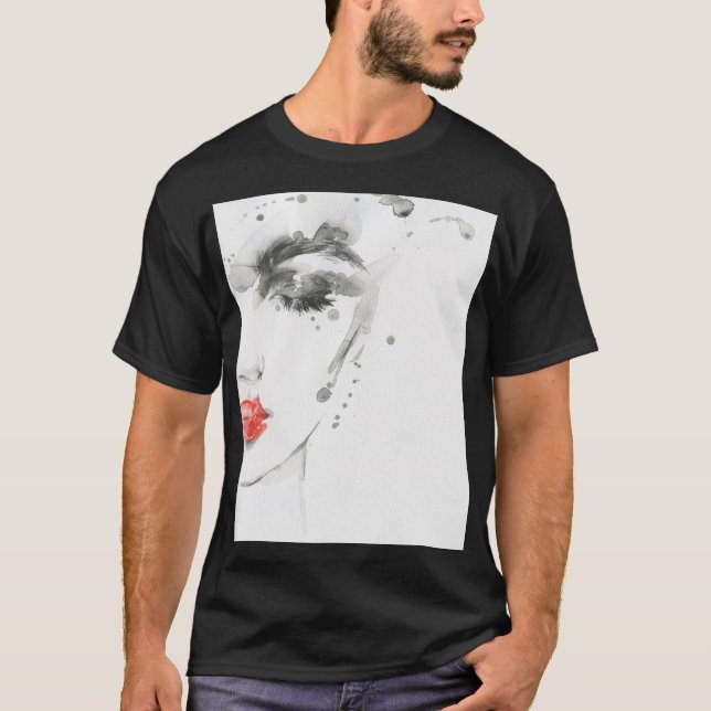 Camiseta Bela Aquarela: Ilustração Retrato Feminina (Frente)