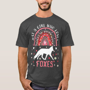 Camiseta Bela Arco-Íris Só Uma Menina Que Ama Raposas Leopa