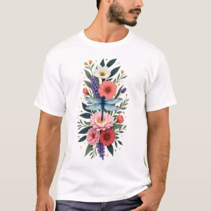 Camiseta Bela Arte de Aquarela de Libélula Amante de Inseto