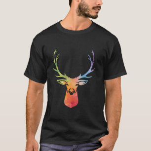 Camiseta Bela Arte De Veado Aquarela Engraçado Caçador Caça