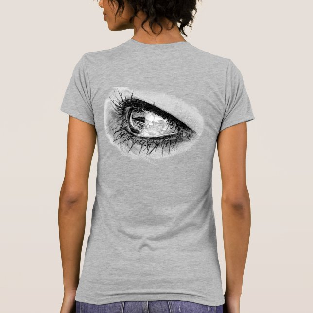Camiseta Bela Arte no Lápis da Mulher desenhada à mão (Verso)