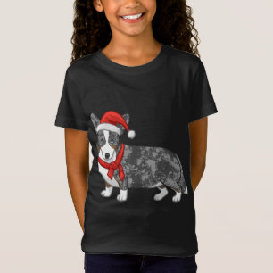 Camiseta Bela azul de Merle Cardigan Corgi Natal Santa Hat