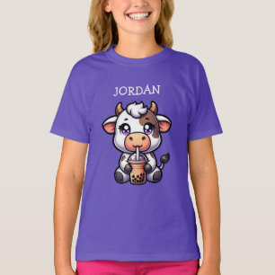Camiseta Bela Bebendo de Vaca Boba Kawaii