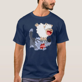 Camiseta Bela Caricatura Brincando com Wolf T-Shirt