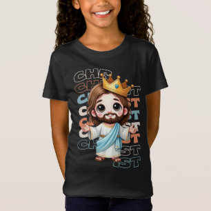 Camiseta Bela Caricatura de Jesus com Coroa - Fé Engraçada