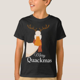 Camiseta Bela caricatura Engraçado Feliz de pato de Natal Q