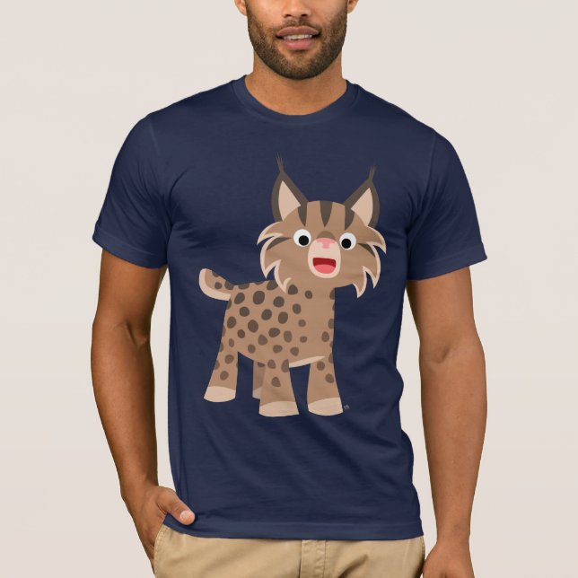 Camiseta Bela Caricatura Feliz Lynx T-Shirt (Frente)