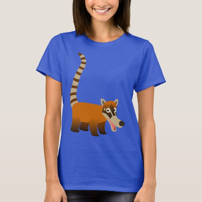 Camiseta Bela Caricatura Sorridente Camiseiros Coatimundi (Frente)