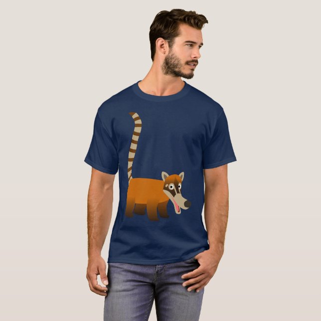 Camiseta Bela Caricatura Sorridente Coatimundi (Frente Completa)