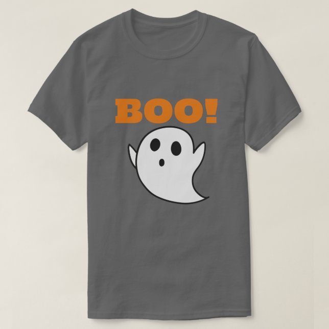 Camiseta Bela Cartoon Branca Fantasma com BOO! (Frente do Design)