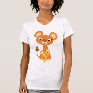 Camiseta Bela Cartoon Mãe Leão e Cubo- Camiseta-Mulher