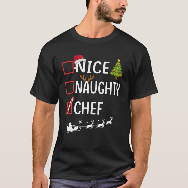 Camiseta Bela chef de Natal Pijamas Papais noeis Engraçadas (Frente)