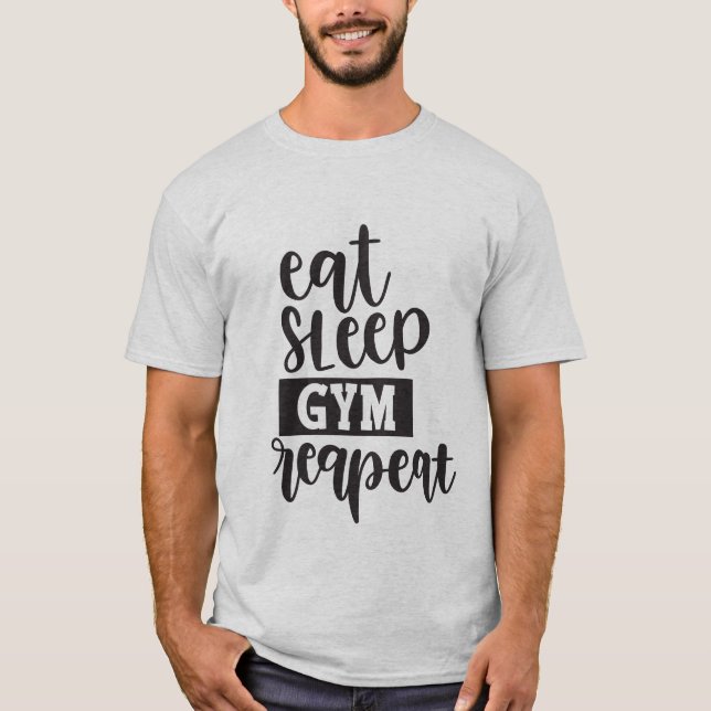 Camiseta Bela comida sono ginástica repetir arte (Frente)