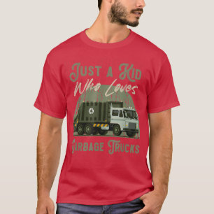 Camiseta Bela Criança Que Adora Caminhões De Lixo