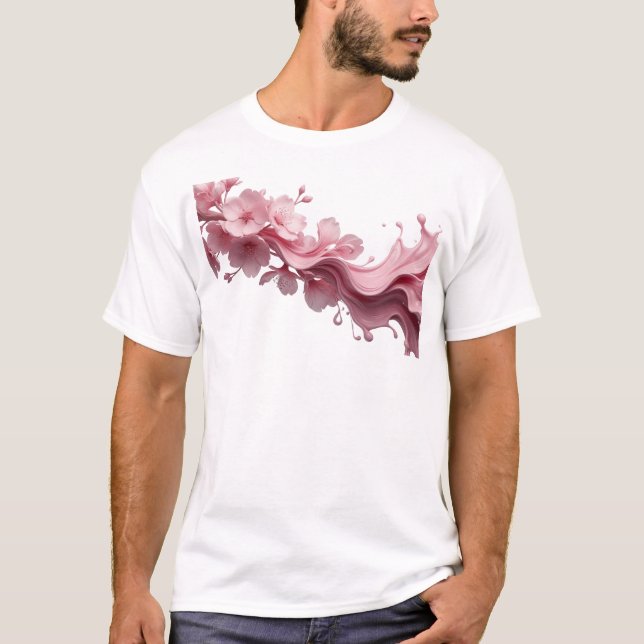 Camiseta Bela DECLARAÇÃO de Estilo de FLOR ABSTRATA (Frente)
