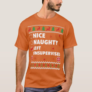 Camiseta Bela Design de Natal Feia Lista de Malvados Engraç
