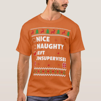 Camiseta Bela Design de Natal Feia Lista de Malvados Engraç