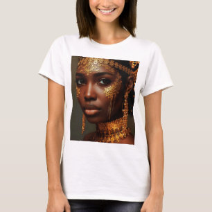 Camiseta Bela Deusa Núbia em Ouro