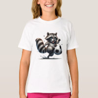 Bela diversão Animal Humor Raccoon Jogando Futebol
