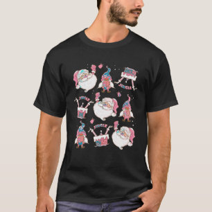 Camiseta Bela doodle Natal Xmas Retro Papais noeis Rosa