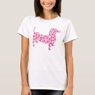 Camiseta Bela e amável dachshund de pequenos corações co