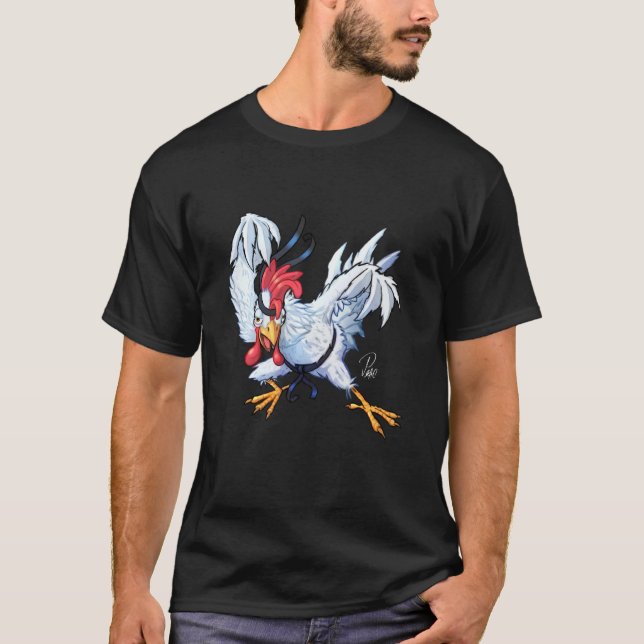 Camiseta Bela e Engraçada Carate Chicken Pintinho T Shir (Frente)