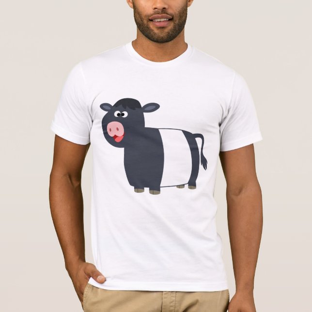Camiseta Bela e Feliz Cartoon Abaixo da Camisa-Vaca Gallowa (Frente)
