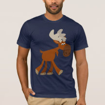 Bela e Feliz Cartoon Moose T-Shirt