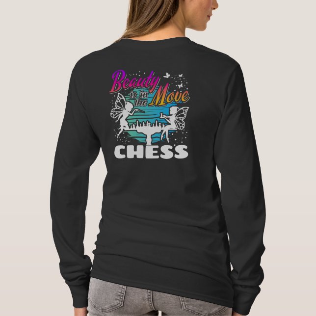 Camiseta Bela em Movimento - Jogador de Xadrez para Meninas (Verso)