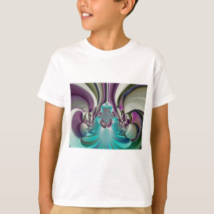 Camiseta Bela Estampa Abstrata Roxa e Ciano Angelical
