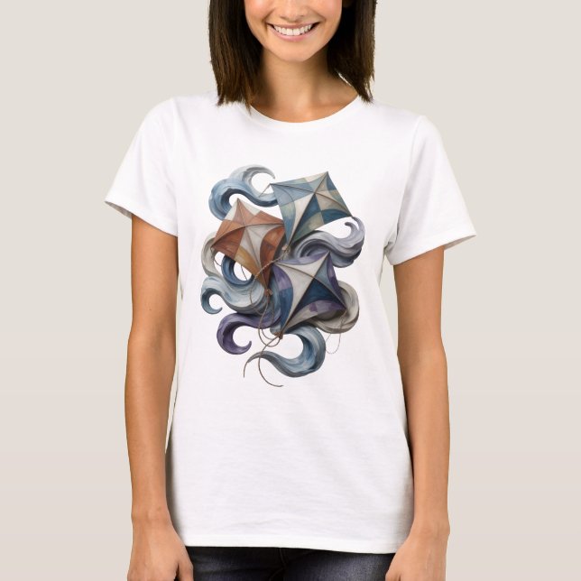 Camiseta Bela ESTRELA Voadora CINZA VOANDO NO MAR Impressão (Frente)